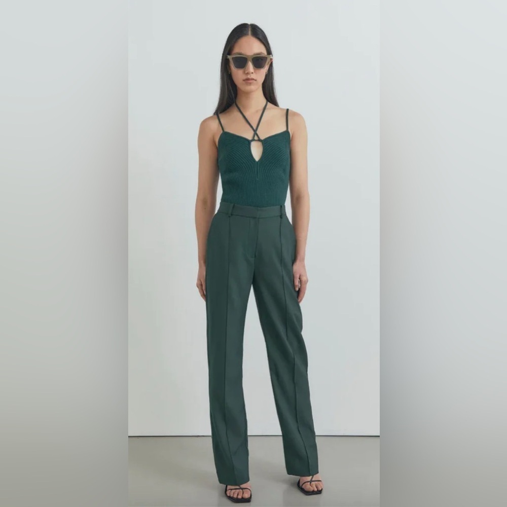 Viktoria &‎ Woods Future Ribbed Top In Green, Size 3/L